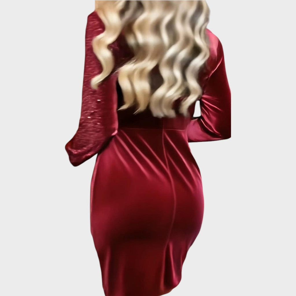 Isabella |  Vestido de Fiesta con Brillos y Efecto Draped