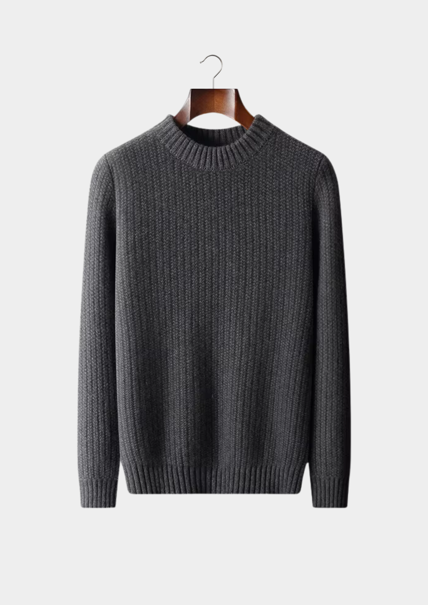 PURE CASHMERE DARK GRAY HEAVYWEIGHT CREWNECK