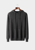 PURE EXTRA-FINE MERINO WOOL DARK GRAY LEISURE HOODIE