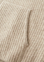 PURE EXTRA-FINE MERINO WOOL RIBBED ZIPPER HOODIE