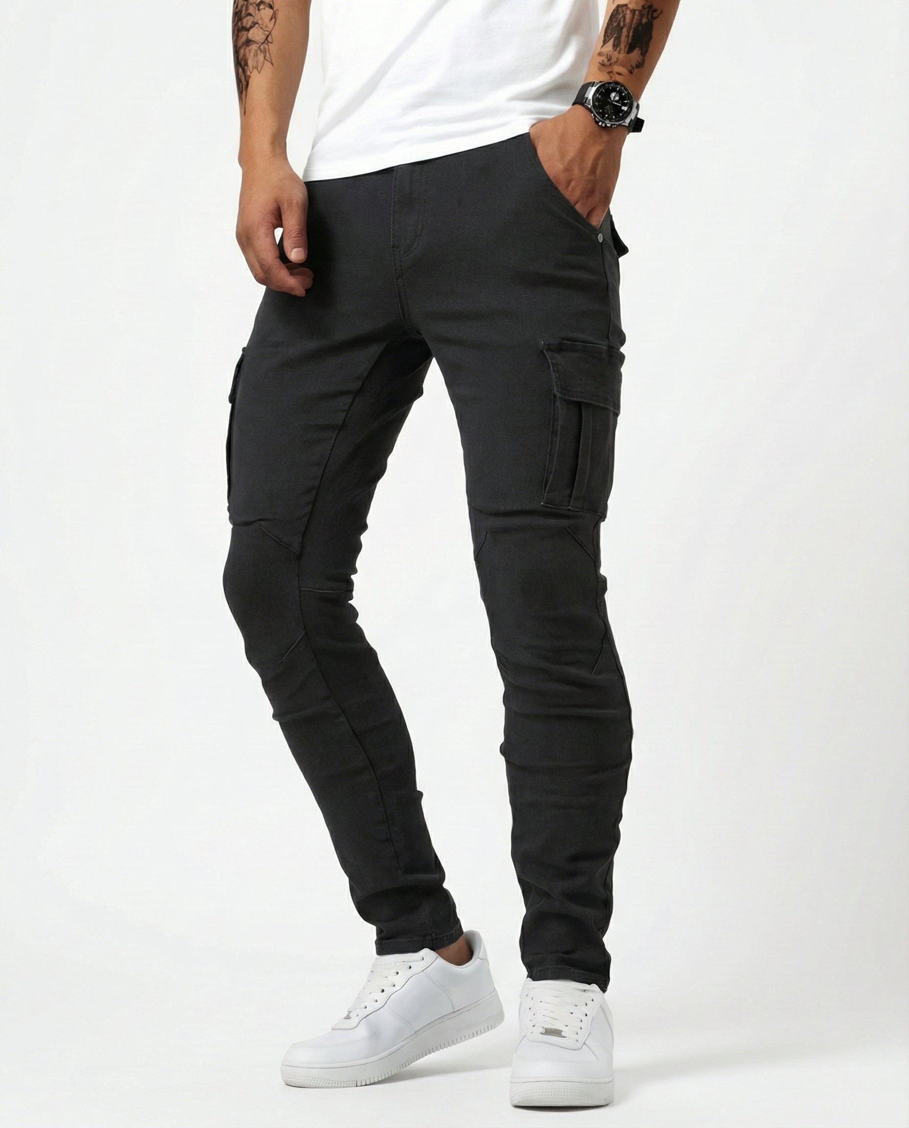 Pantalón Cargo elástico negro