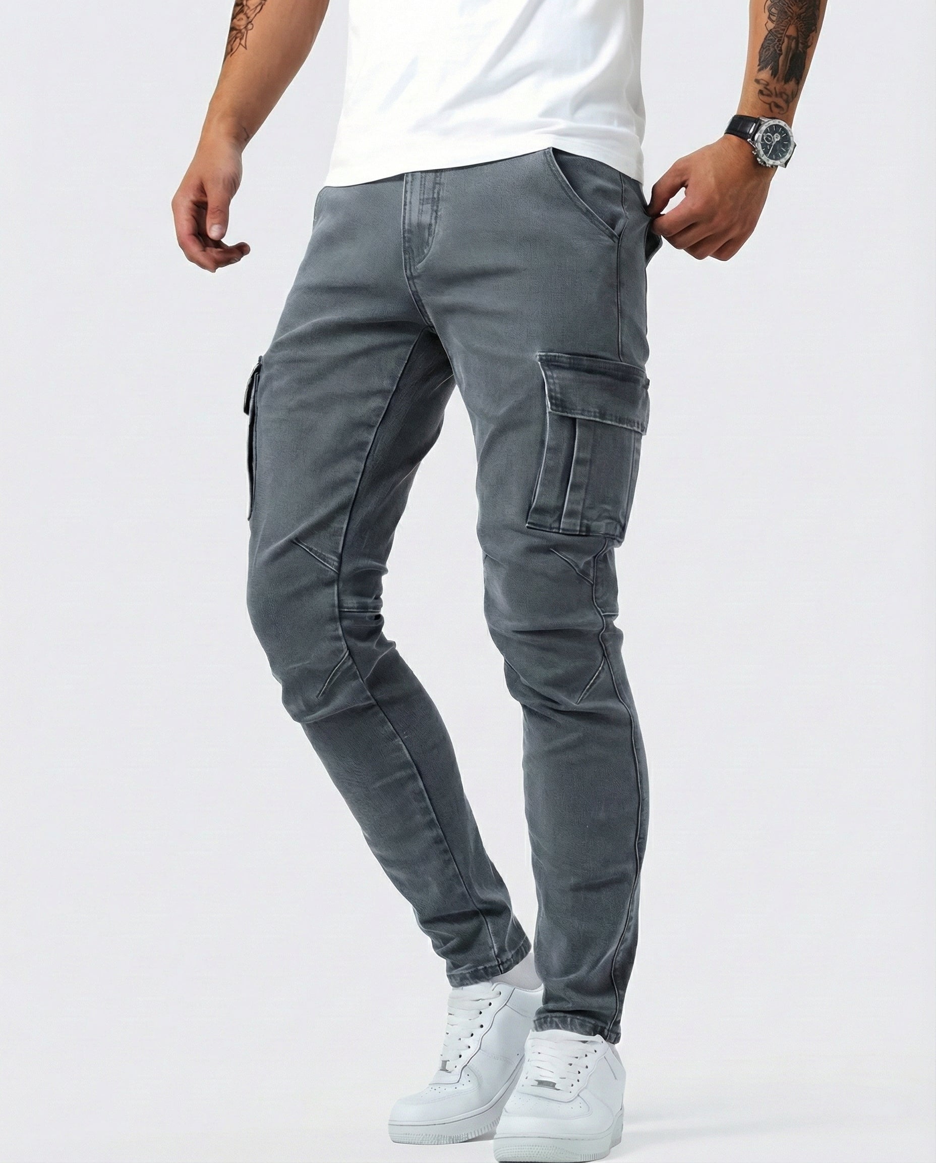 Pantalón Cargo elástico gris