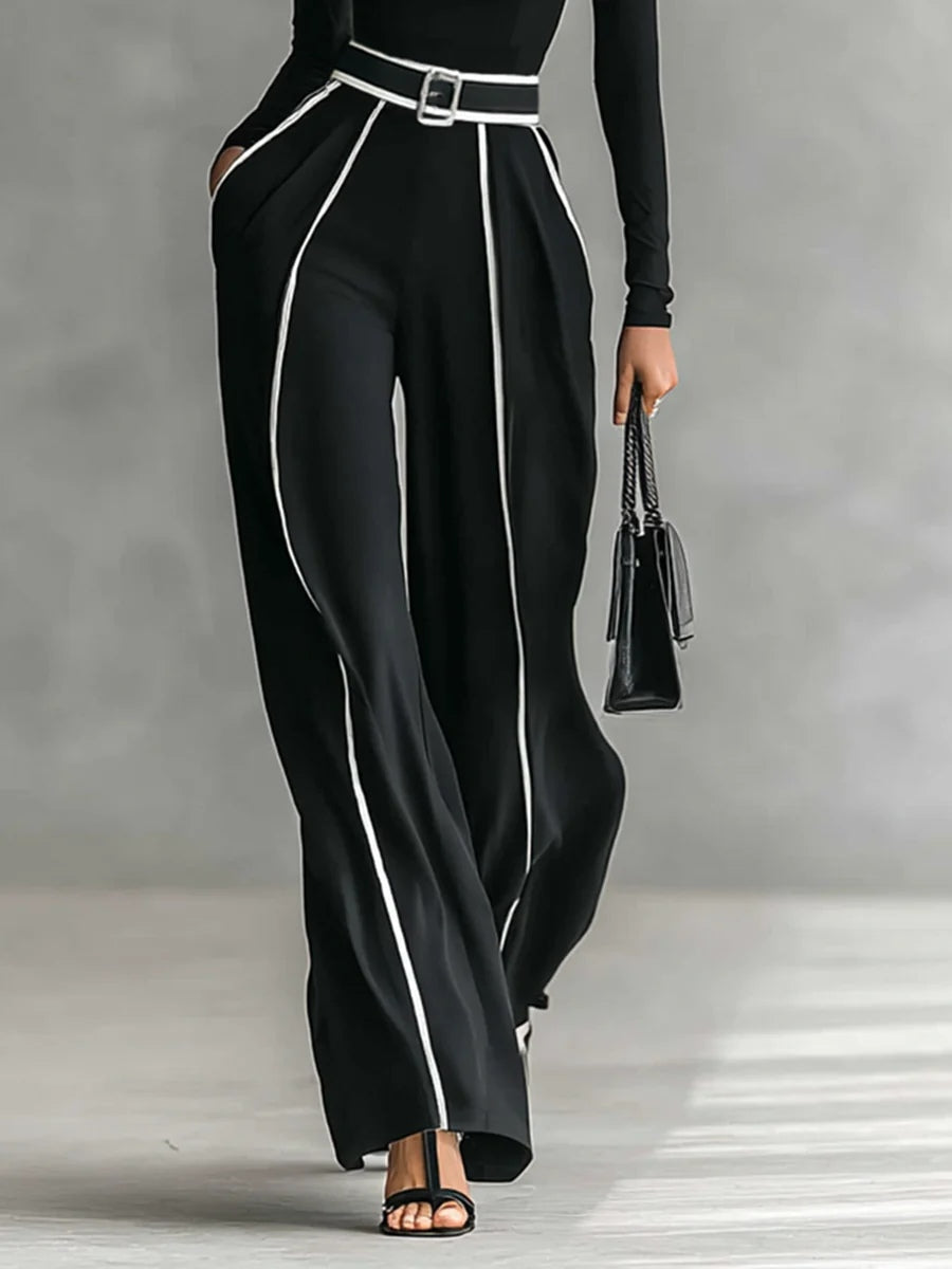 Tatiana ❘ Conjunto Elegante de dos piezas con cuello alto y pantalón ancho