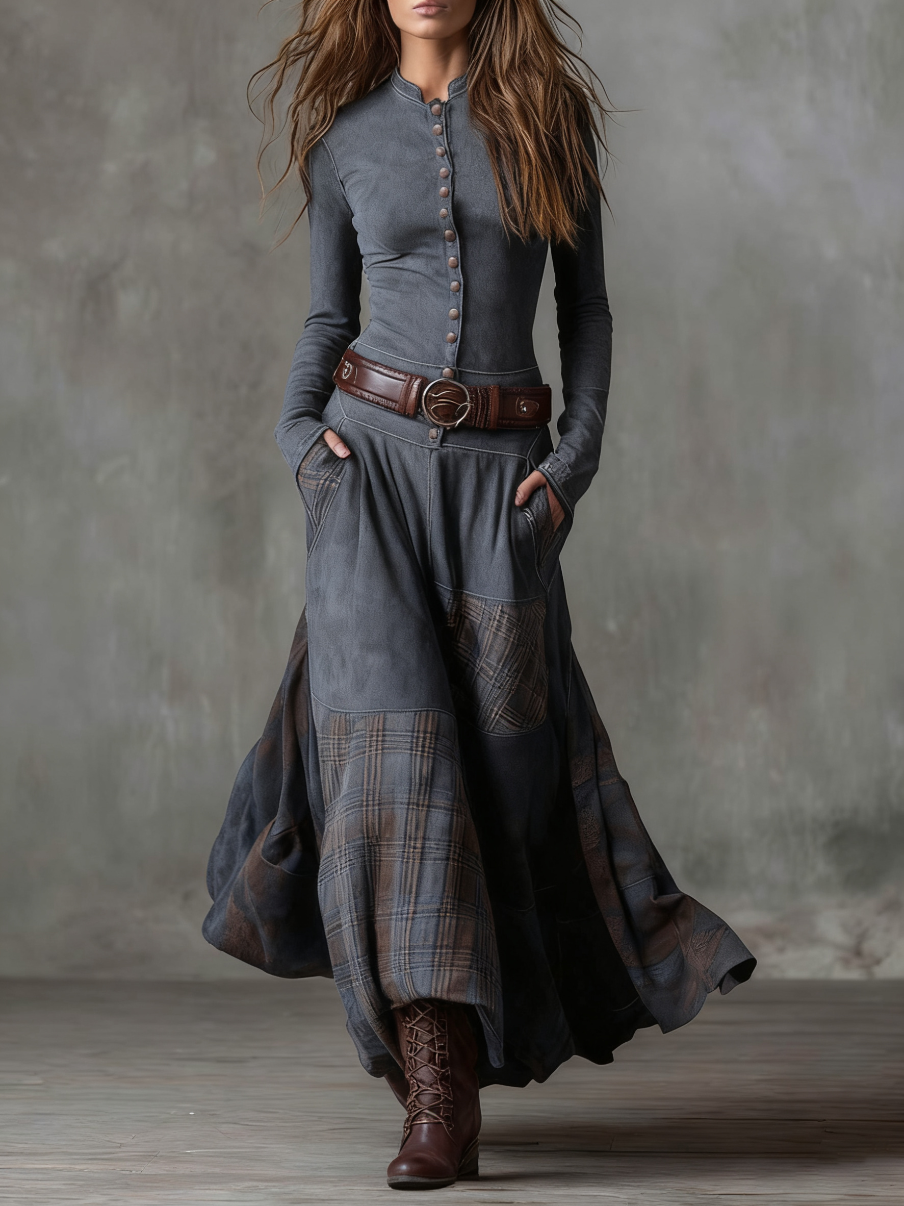 Elsa | Vestido maxi de ante con cinturón