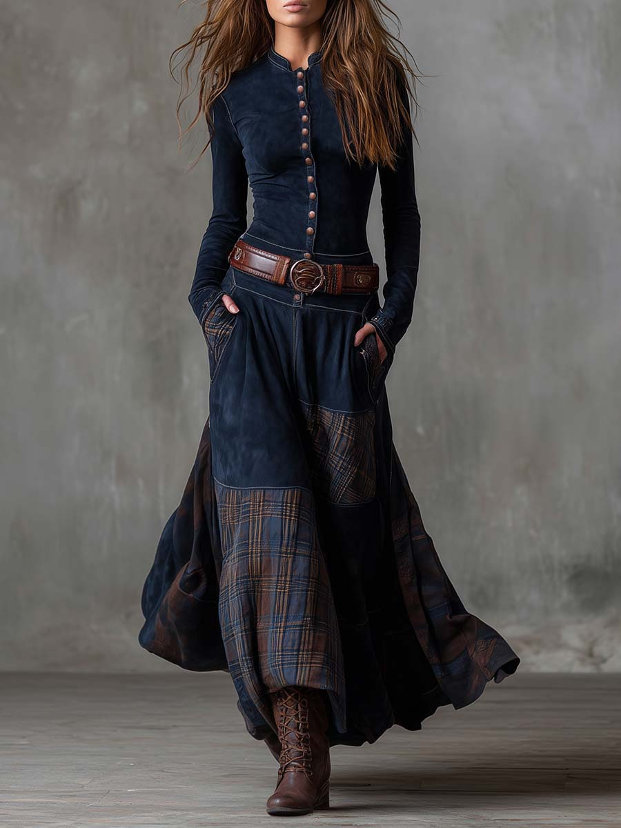 Elsa | Vestido maxi de ante con cinturón