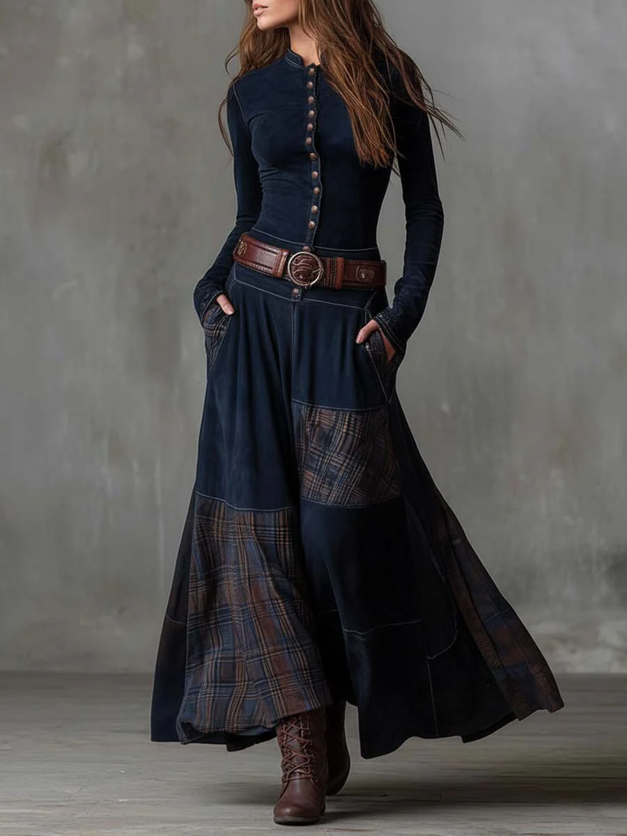 Elsa | Vestido maxi de ante con cinturón