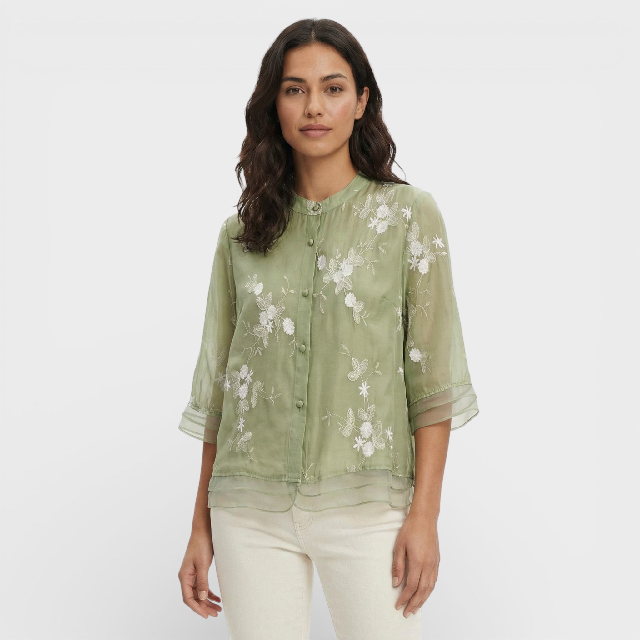 Berta | Blusa Bordada Flores Mujer Elegante