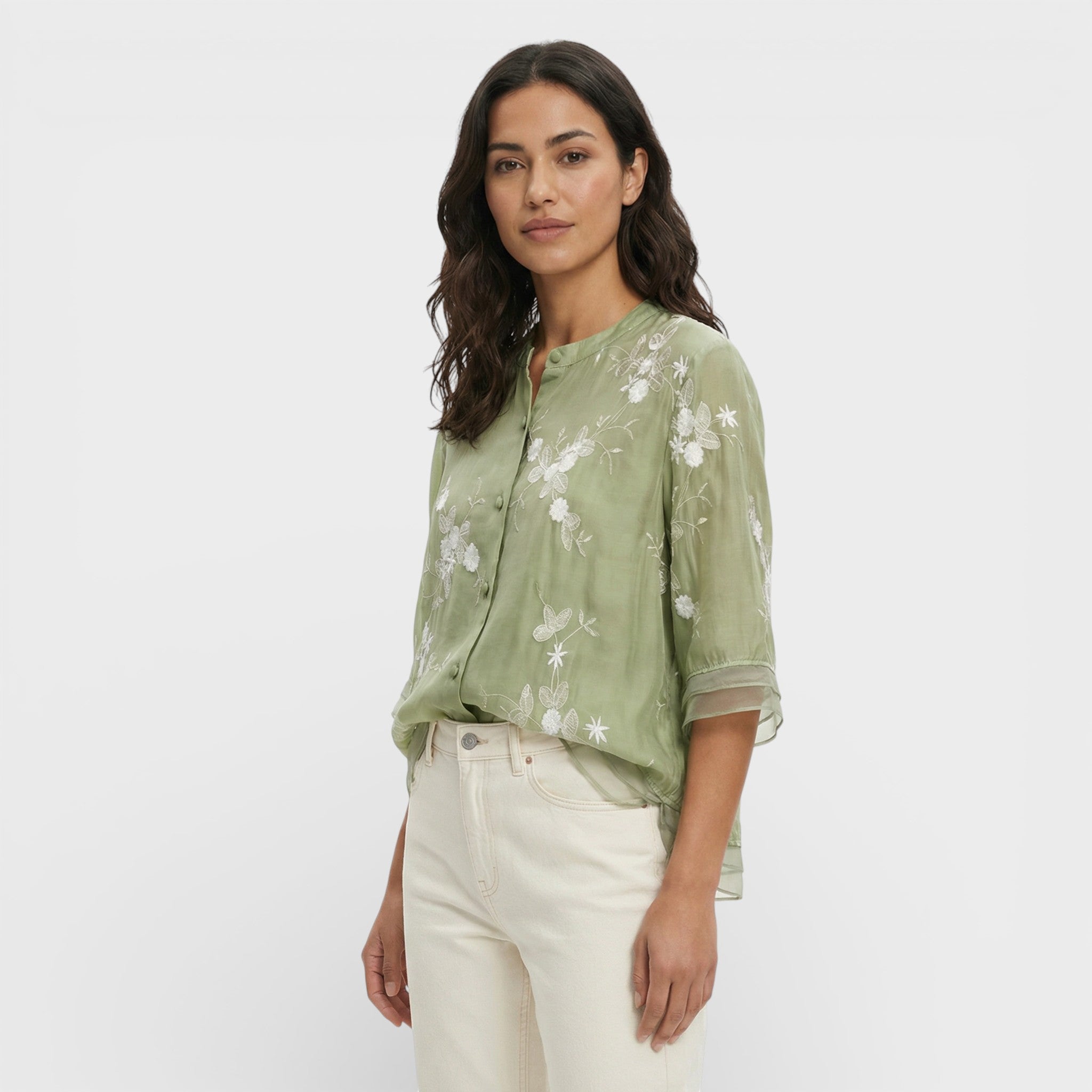 Berta | Blusa Bordada Flores Mujer Elegante