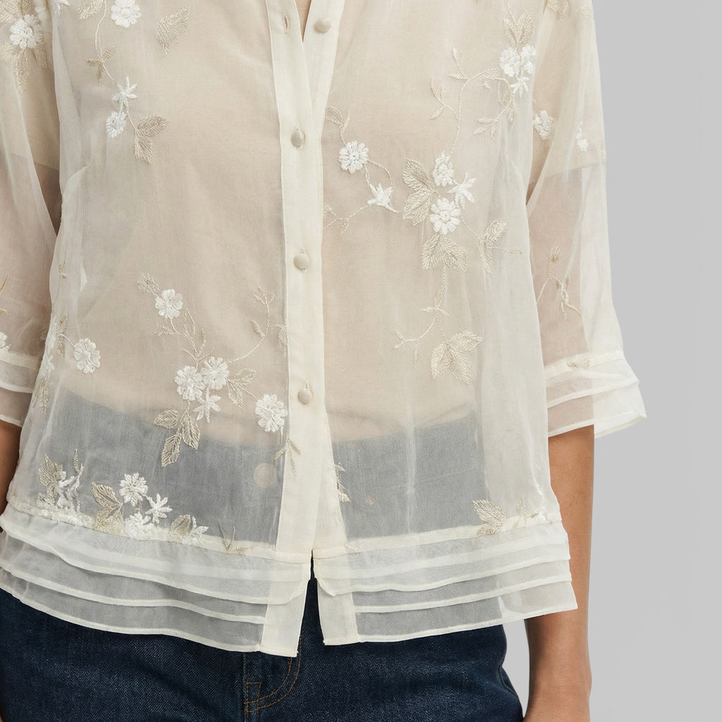 Berta | Blusa Bordada Flores Mujer Elegante