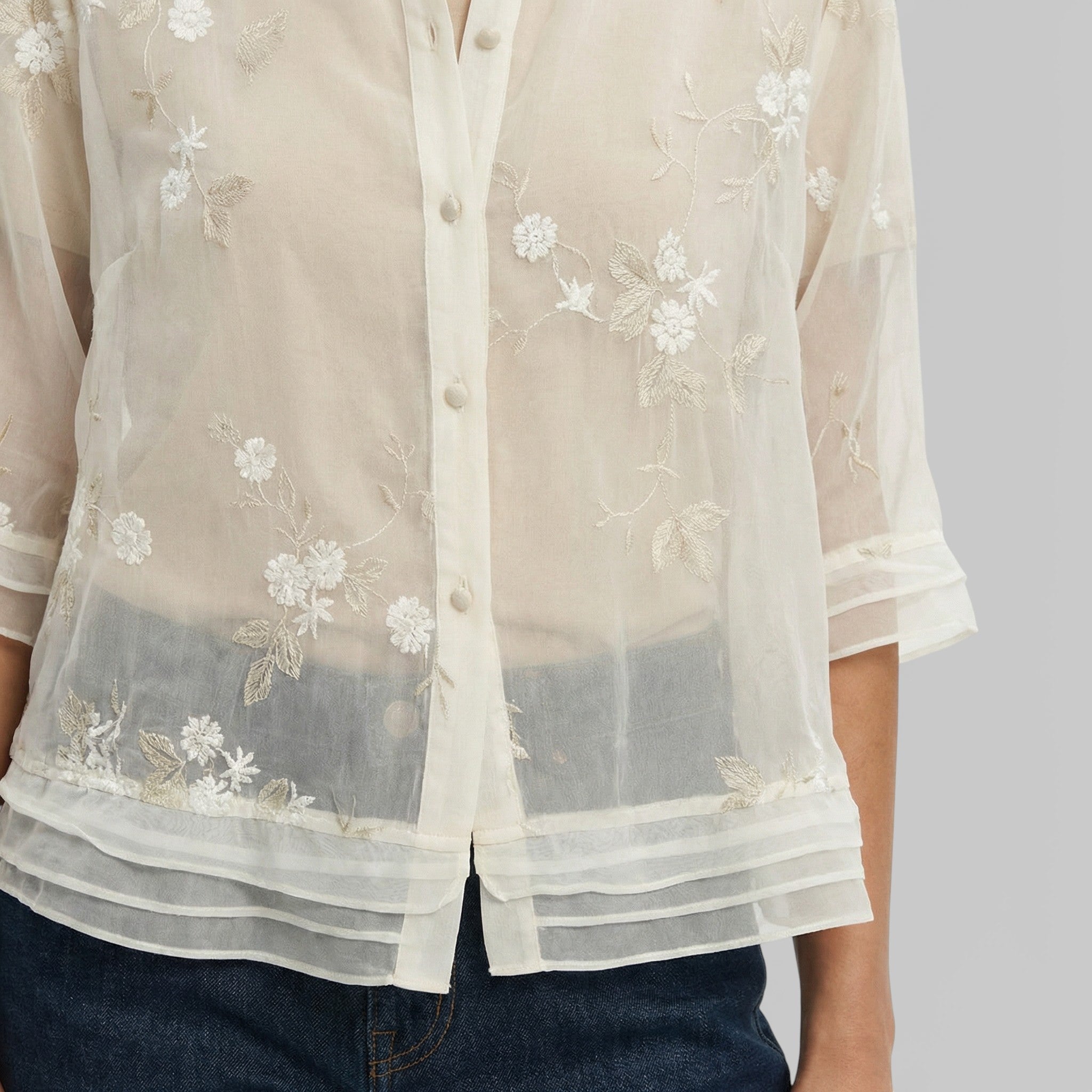 Berta | Blusa Bordada Flores Mujer Elegante