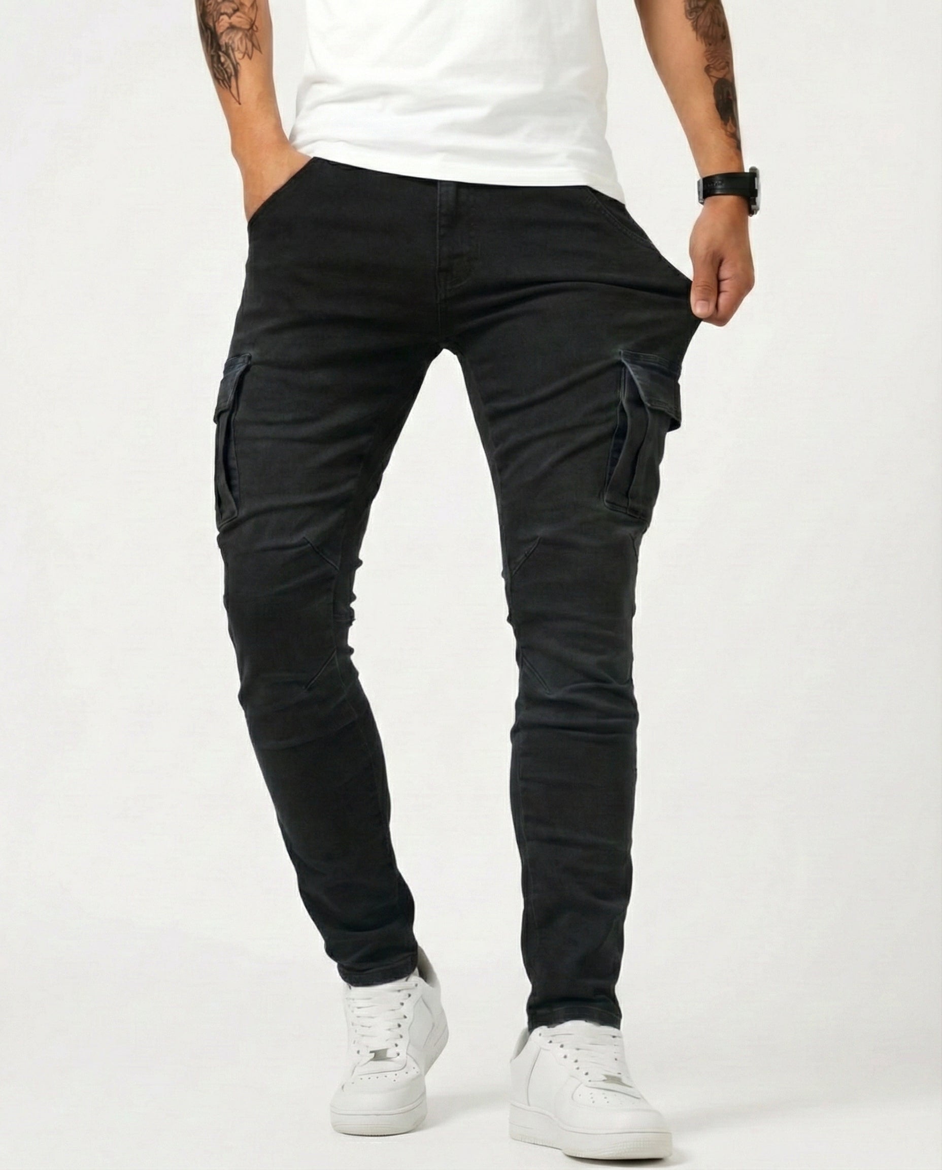 Pantalón Cargo elástico negro